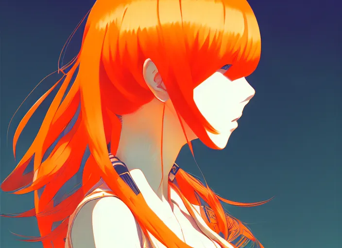 Prompt: anime girl with orange hair in the Soviet pioneer form, manga,katsura masakazu, intricate, detailed, studio lighting, gradation,editorial illustration, matte print, Ilya Kuvshinov, concept art, digital