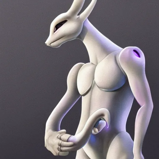 Image similar to realistic MewTwo