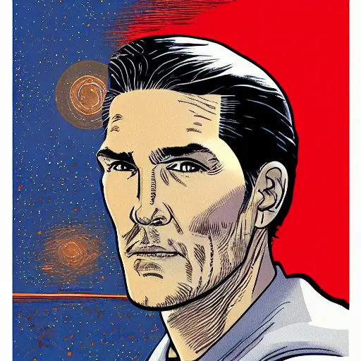 Image similar to jim caviezel retro minimalist portrait! moebius starwatcher comic by jean giraud, portrait 8 k