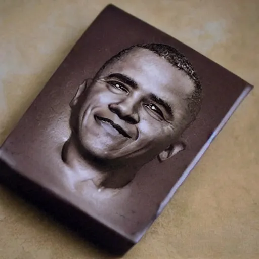 Prompt: dark chocolate relief of barak obama