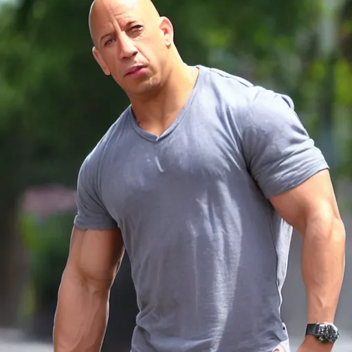 Vin Diesel raising an eyebrow, just like the Rock did, Stable Diffusion