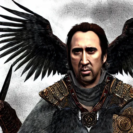 Prompt: Nicholas Cage as a Skyrim character, very detailed, 4k