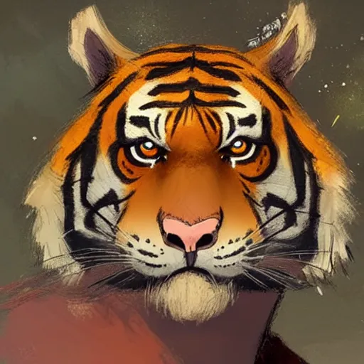 Image similar to a tiger wearing a dress, illustration concept art anime key visual trending pixiv fanbox by wlop and greg rutkowski and makoto shinkai and studio ghibli and kyoto animation symmetrical facial features