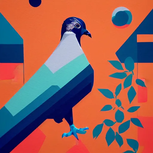 Image similar to majestic pigeon, royal bird, profile picture by Sachin Teng, asymmetrical, Organic Painting , Matte Painting, geometric shapes, hard edges, graffiti, street art:2 by Sachin Teng:4