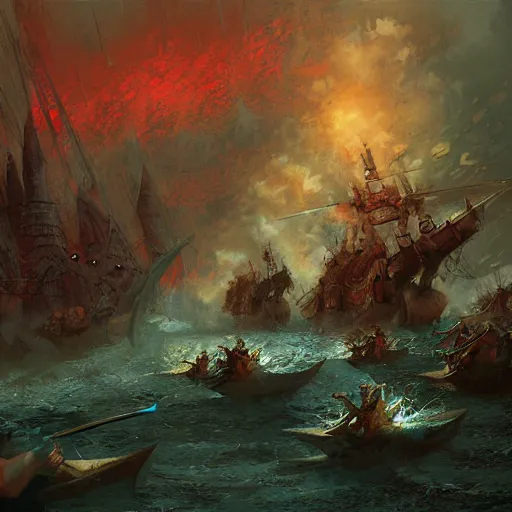 Image similar to The battle of the Trident by Marc Simonetti