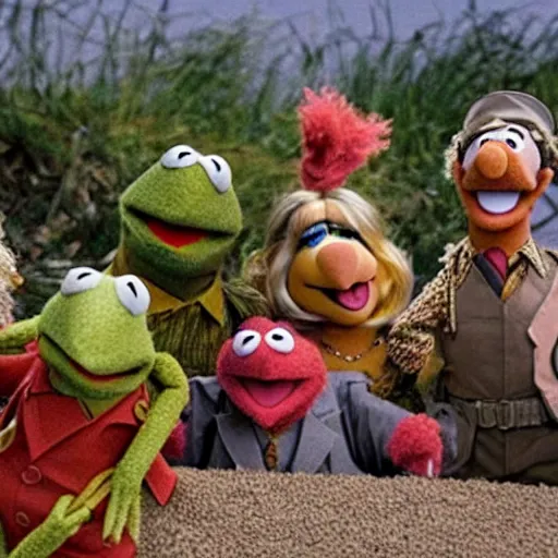 Image similar to screenshot of the muppets beach landing in world war 2 movie saving private muppets d-day W 1024