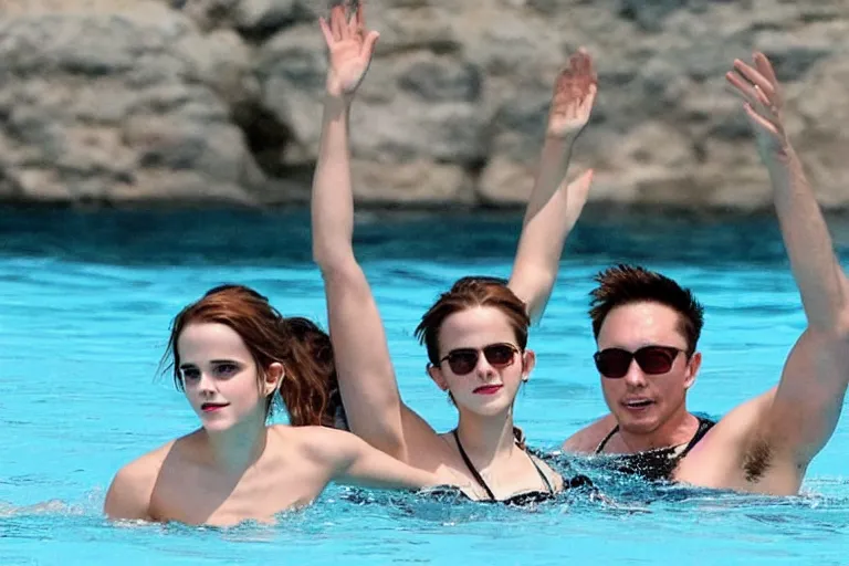 Image similar to emma watson Swim with elon musk