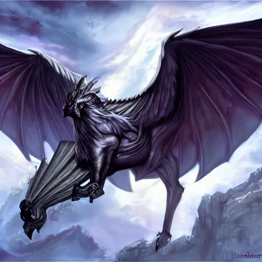 Image similar to a drakopegasus, fantasy art,