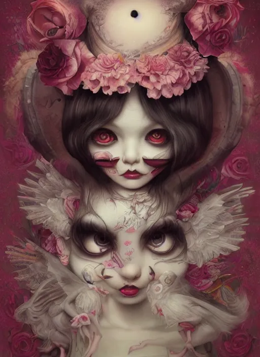 Prompt: pop surrealism, lowbrow art, realistic cute alice babymetal painting, japanese street fashion, hyper realism, muted colours, rococo, natalie shau, loreta lux, tom bagshaw, mark ryden, trevor brown style,