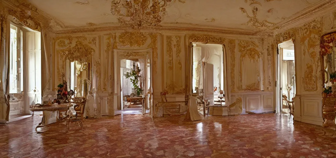 Image similar to a 2 0 0 0 s digital photo with flash on of the interior of an italian villa, low quality image taken off an interior design blog.