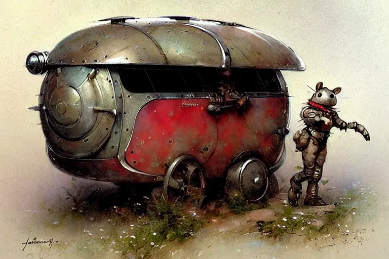 Prompt: adventurer ( ( ( ( ( 1 9 5 0 s retro future robot android rat house wagon. muted colors. ) ) ) ) ) by jean baptiste monge!!!!!!!!!!!!!!!!!!!!!!!!! chrome red