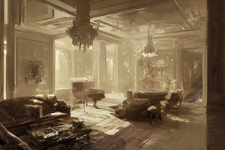 Image similar to luxury apartment interior, intricate, elegant, highly detailed, john park, craig mullins, sparth, ruan jia, jeffrey catherine jones