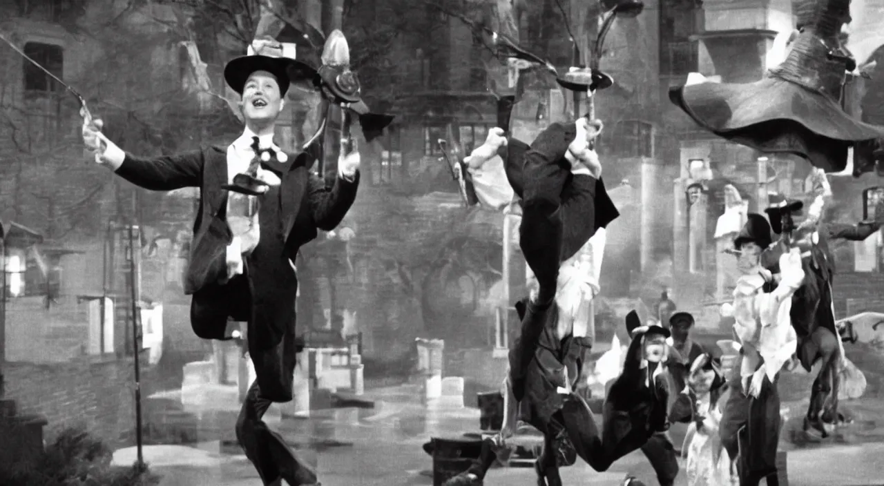 Prompt: Elon Musk as Mary Poppins, still from Mary Poppins (1964)