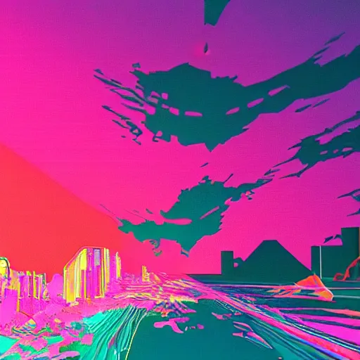Glitchy visual of Vaporwave | Stable Diffusion | OpenArt