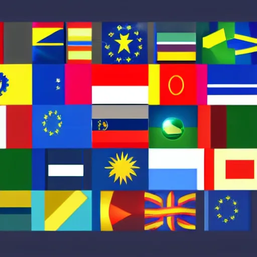 Image similar to a modern concept flag of the eu as a federation, digital art, vector art, hard edges