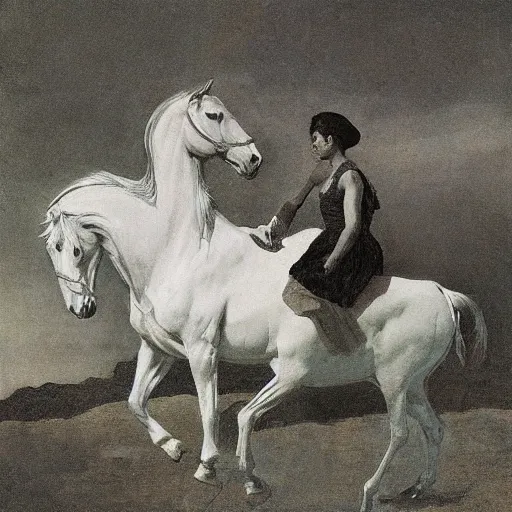 Image similar to offerings for the horse goddess by george stubbs by frederic remington