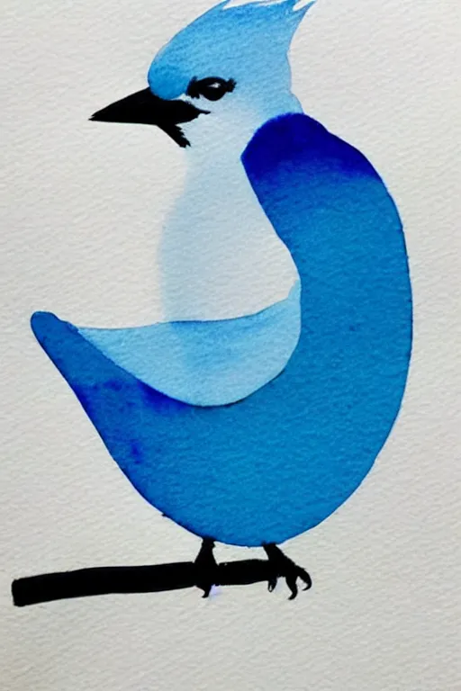 Prompt: minimalist watercolor art of a jay bird in the style of raissa oltmanns