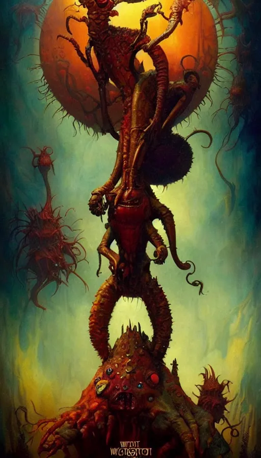 Image similar to exquisite imaginative imposing weird creature movie poster art humanoid colourful movie art by : : weta studio tom bagshaw james jean frank frazetta