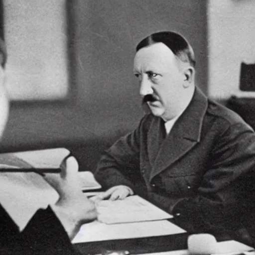 Prompt: hitler in a zoom meeting