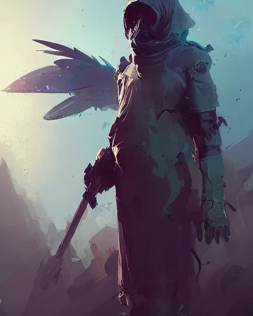 Prompt: liquid smoke draconic angel priest, ismail inceoglu