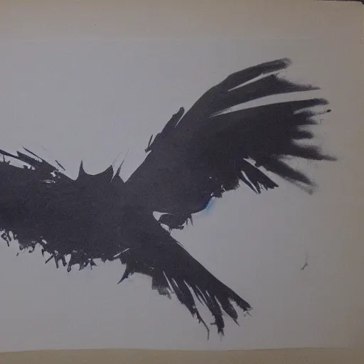 Prompt: dying bird, bleach on paper