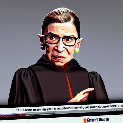 Image similar to ruth bader ginsburg half life 2, video game screenshot