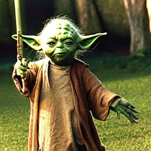 Image similar to yoda performing at woodstock