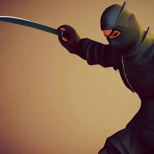 Image similar to a ninja holding a sword, 3 d render octane, trending on artstation