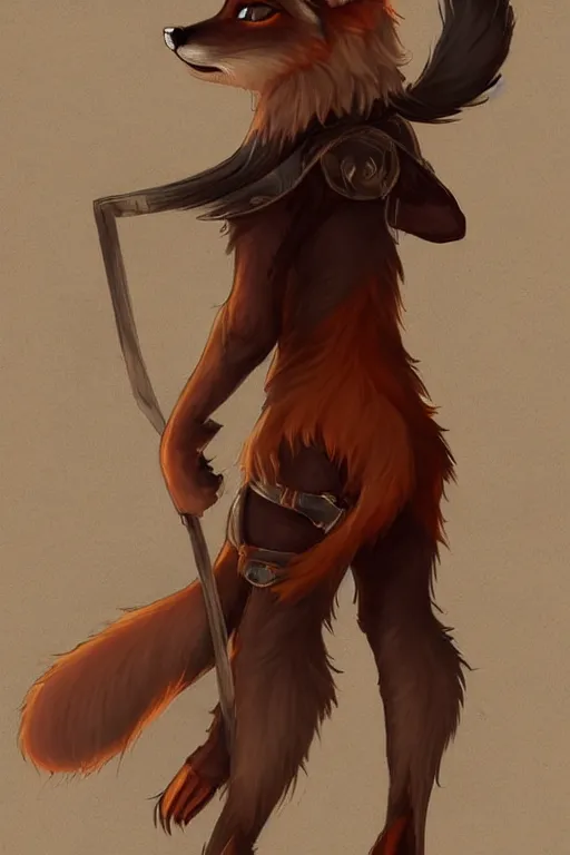 Image similar to an anthropomorphic medieval fox with a fluffy tail, backlighting, trending on artstation, digital art, furry art, trending on furaffinity, fantasy art, by kawacy