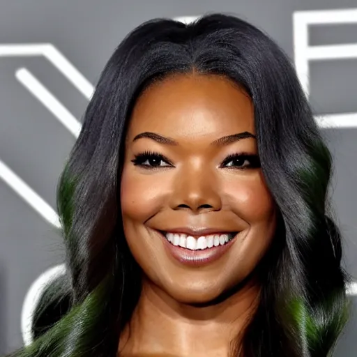 Prompt: Actress Gabrielle Union as Marvel's She-Hulk, green skin