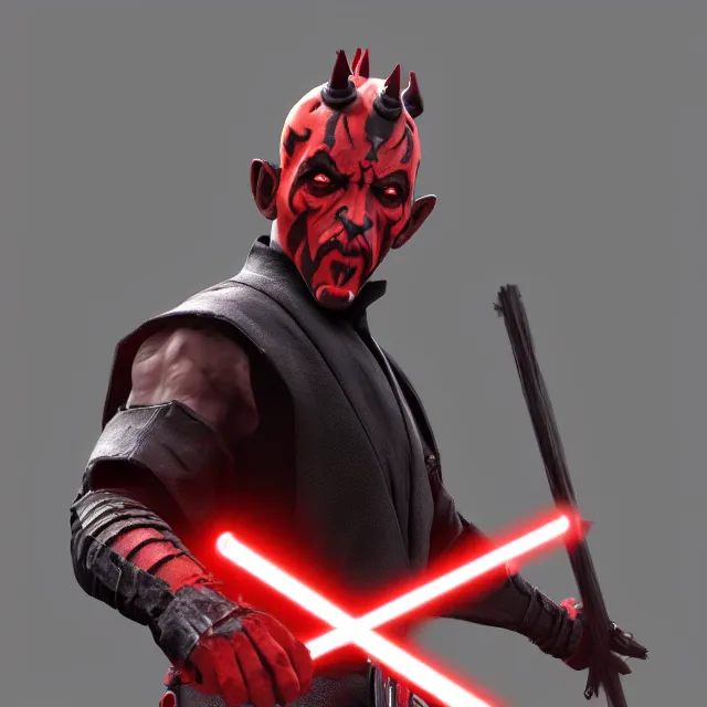 Prompt: darth maul in mortal kombat, videogame 3d render, 4k, artstation