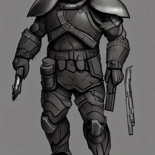 Image similar to detailed character concept art of mix between a spartan and heavy fbi soldier