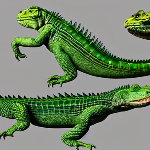 Image similar to crocodile and iguana hybrid animal realistic proportions