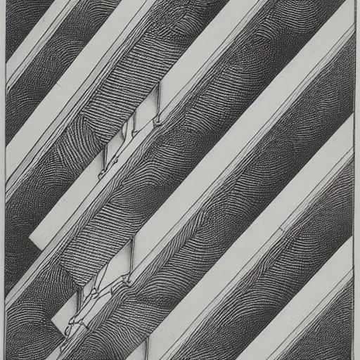 Image similar to geometrically obsessed, etching by Maurits Cornelis Escher, highly detailed