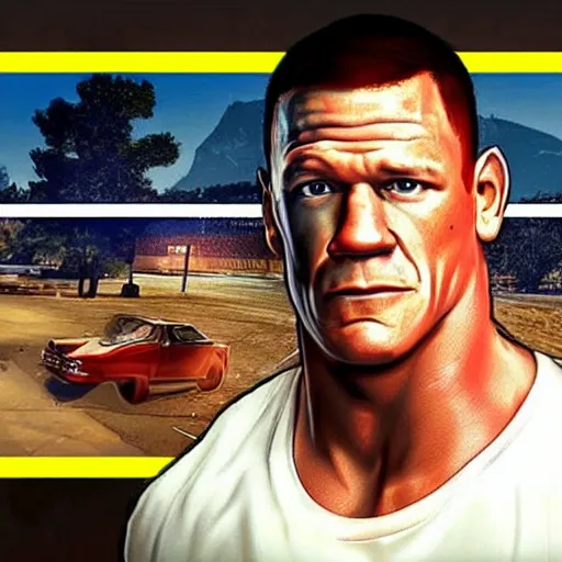 Image similar to john cena in a gta loading screen