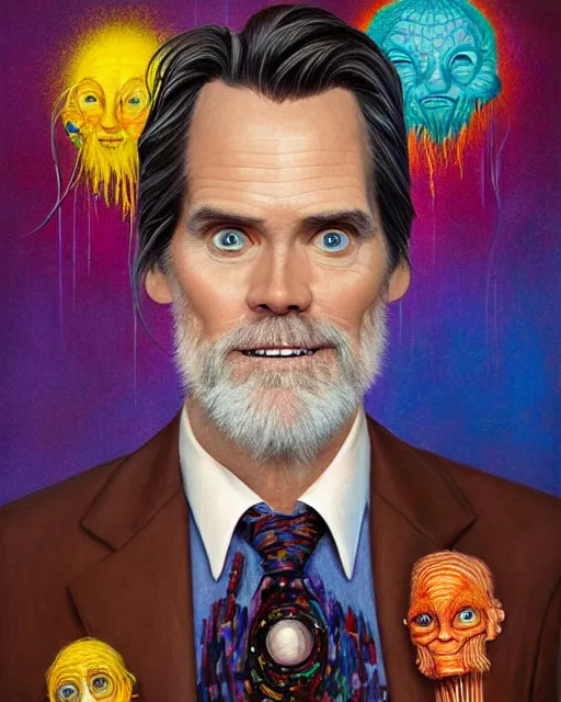 Prompt: jim carey, by erin hanson, chad knight, mandy jurgens, hannah yata and kay sage