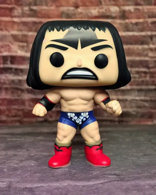 Image similar to Wrestler Funko Pop. Photographic, photography