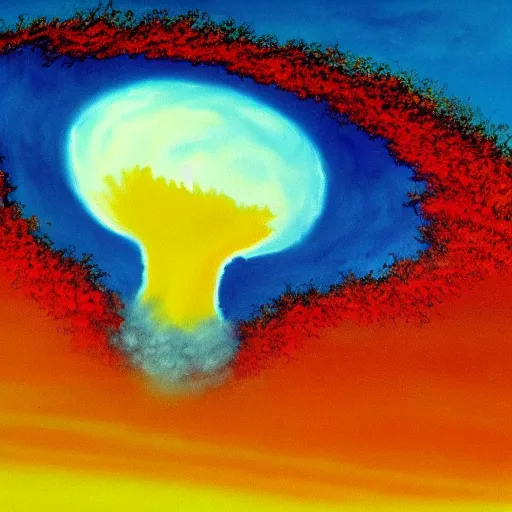 Prompt: nuclear explosion painted by Bob Ross