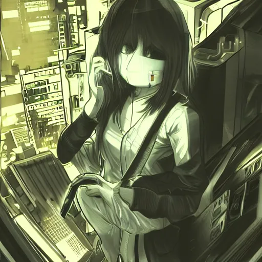 Image similar to Frequency indie album cover, luxury advertisement, yellow filter, white and gray colors. Clean and detailed post-cyberpunk sci-fi close-up schoolgirl in asian city in style of cytus and deemo, blue flame, relaxing, calm and mysterious vibes, by Tsutomu Nihei, by Yoshitoshi ABe, by Ilya Kuvshinov, by Greg Tocchini, nier:automata, set in half-life 2, Matrix, GITS, Blade Runner, Neotokyo Source, Syndicate(2012), dynamic composition, beautiful with eerie vibes, very inspirational, very stylish, with gradients, surrealistic, dystopia, postapocalyptic vibes, depth of field, mist, rich cinematic atmosphere, perfect digital art, mystical journey in strange world, beautiful dramatic dark moody tones and studio lighting, shadows, bastion game, arthouse