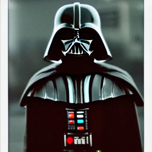 Image similar to a polaroid of darth vader