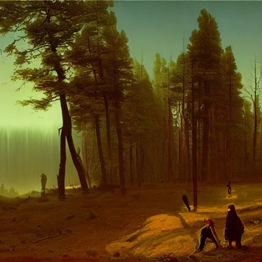 Image similar to Visions of the Past: Landscapes by Simon Stålenhag and Albert Bierstadt, oil on canvas