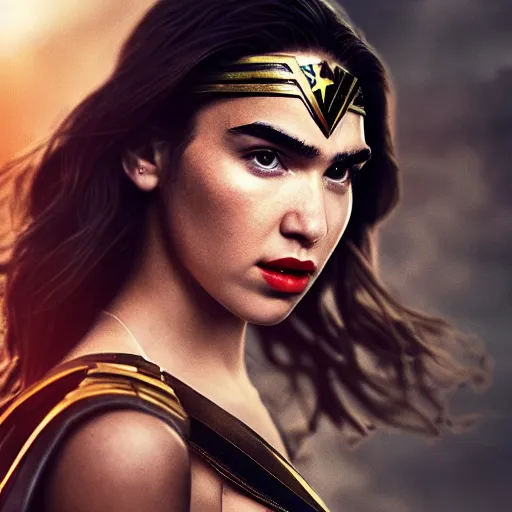 a potrait of Dua lipa as wonder woman by Zack Snyder, | Stable Diffusion