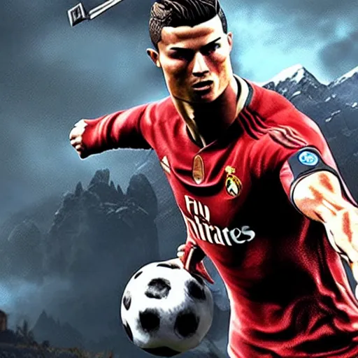 Image similar to cristiano ronaldo in the God of War game