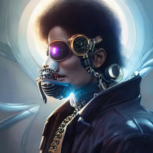 Image similar to cyborg michael jackson with a steampunk elepant, anatomy, bathed in light, highly detailed, photorealistic, artstation, smooth, sharp focus, illustration, unreal engine 5, 8 k, art by artgerm and greg rutkowski and edgar maxence