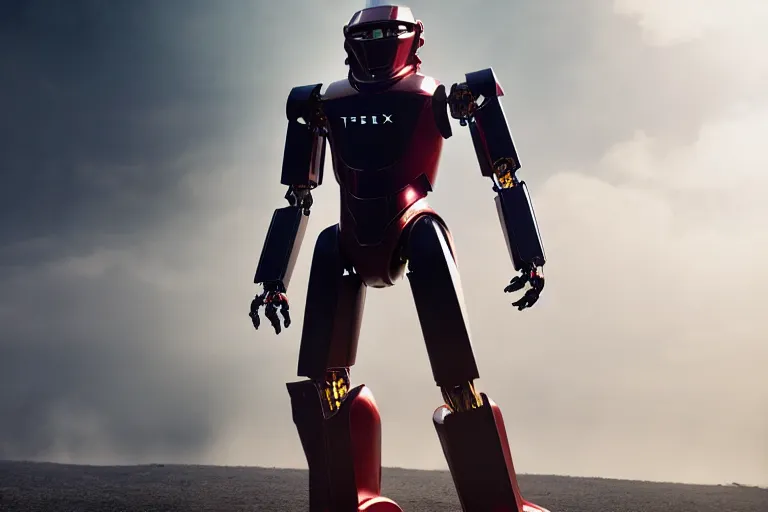 Image similar to vfx film, spacex teslabot optimus - subprime, sleek humanoid robot, flat color profile low - key lighting award winning photography arri alexa cinematography, hyper real photorealistic cinematic, atmospheric cool colorgrade