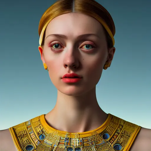 Image similar to hyperrealism photography in caravaggio style quntum computer simulation visualisation of parallel universe sitcom scene with beautiful detailed ukrainian woman with detailed face wearing ukrainian traditional shirt and wearing retrofuturistic sci - fi neural interface designed by josan gonzalez. hyperrealism photo on pentax 6 7, by giorgio de chirico volumetric natural light rendered in blender