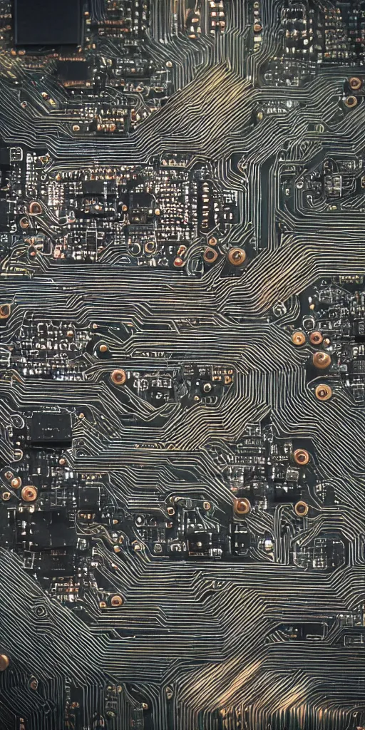 Image similar to densely detailed black and copper computer circuits, transistors, led, wire, macro photography, translucent pastel panels, smooth stylised shapes, embedded in clear epoxy, macro, overlaping layers, hyperrealistic vfx render