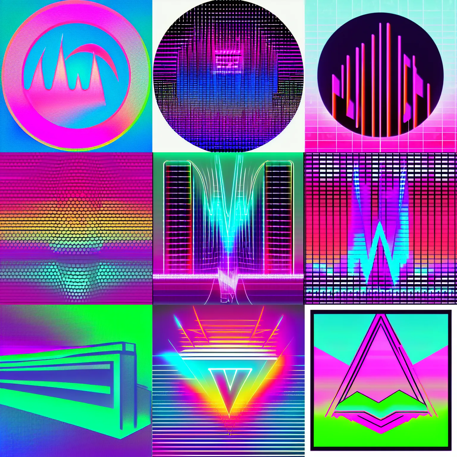 Prompt: audio waveform, synthwave svg logo, ega colors