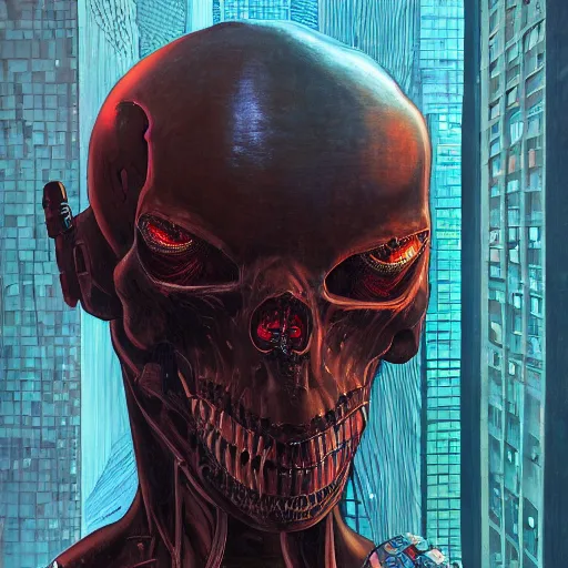 Image similar to death robots take over nyc, portrait by wayne barlowe