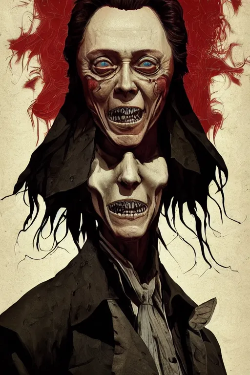 Image similar to christopher walken in sleepy hollow, full body, big two toned eyes, teeth gritted, horror, intricate details, cinematic, epic, realistic, anatomy, tomer hanuka, uplight, artstation, photorealistic, scary